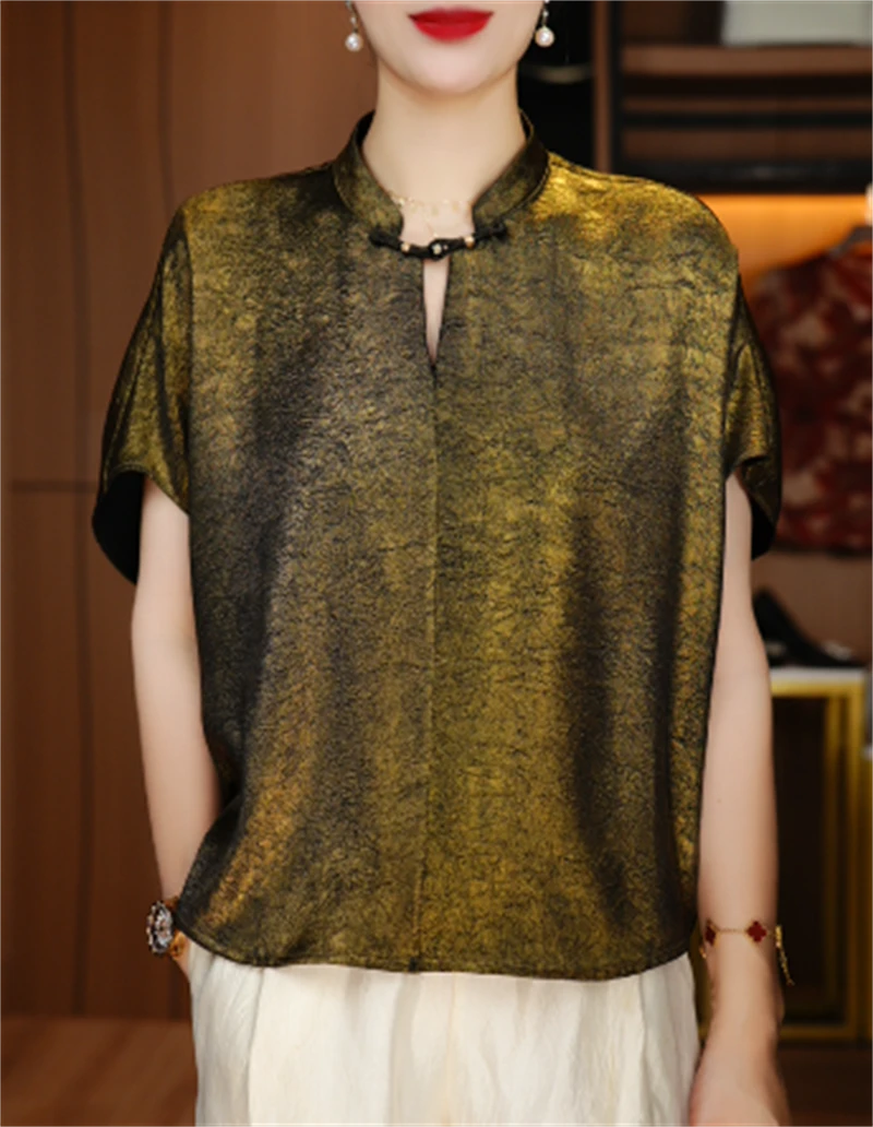 诺诗 新款洋气宽松显瘦优雅轻奢气质印花百搭上衣V25P523