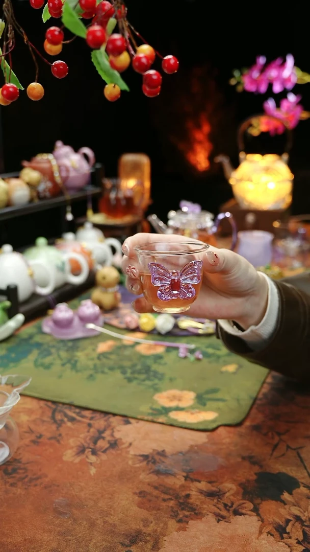 【闪购商品】紫色蝴蝶品茗杯60cc@@@@@@