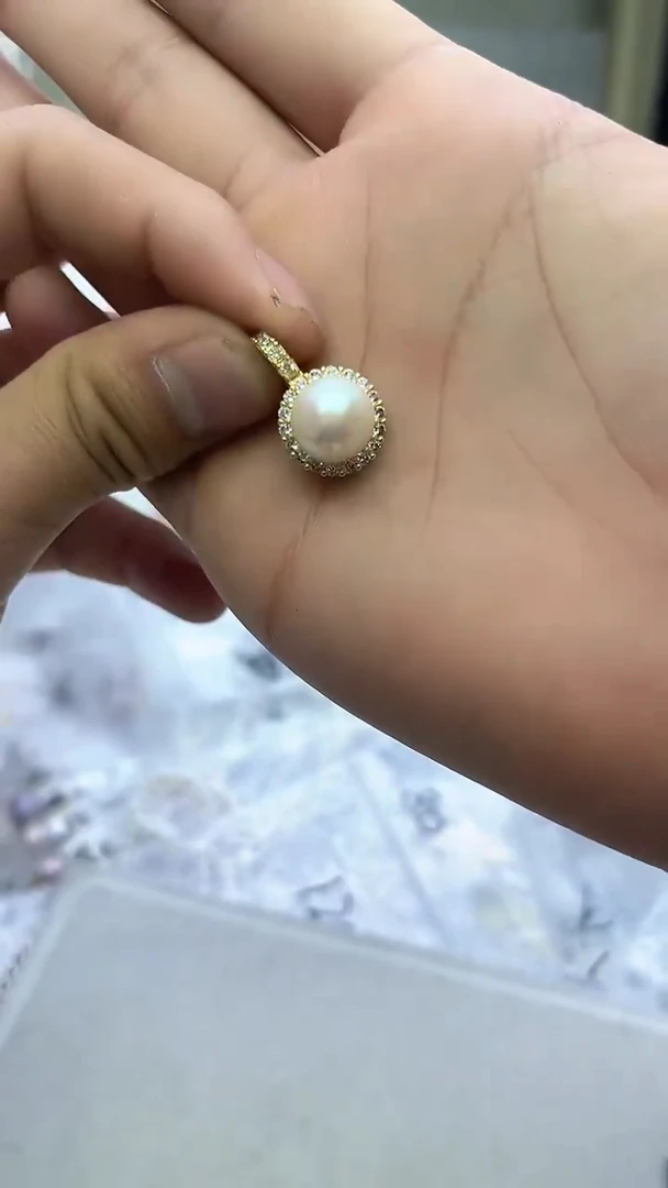 未镶嵌吊坠淡水珍珠白色系吊坠11mm