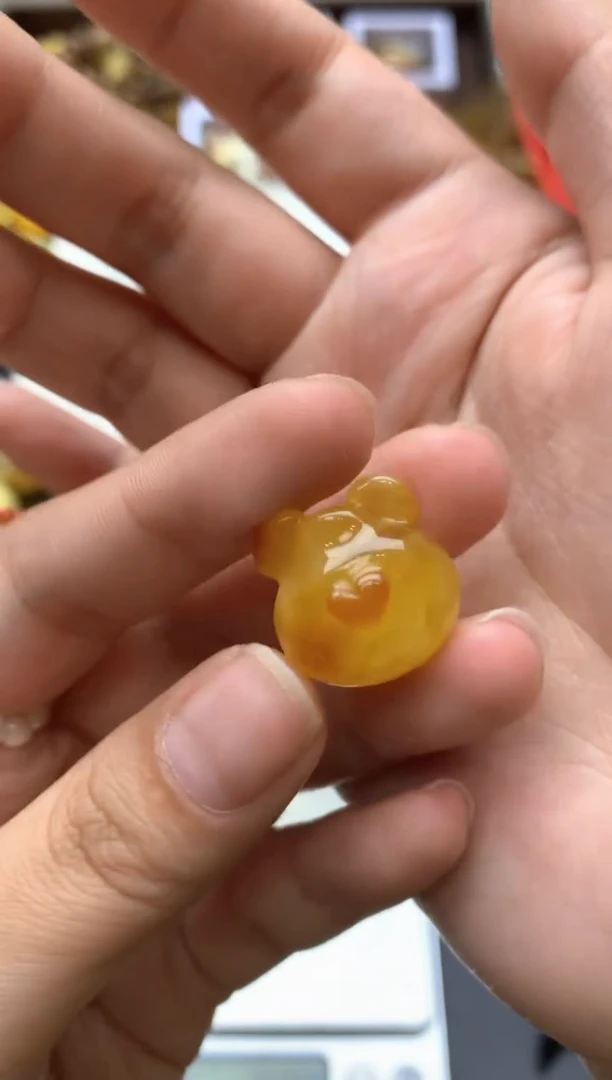 【闪购商品】琥珀珠宝奇石未镶嵌098琥珀蜜蜡花粉有纹小坑介意勿拍