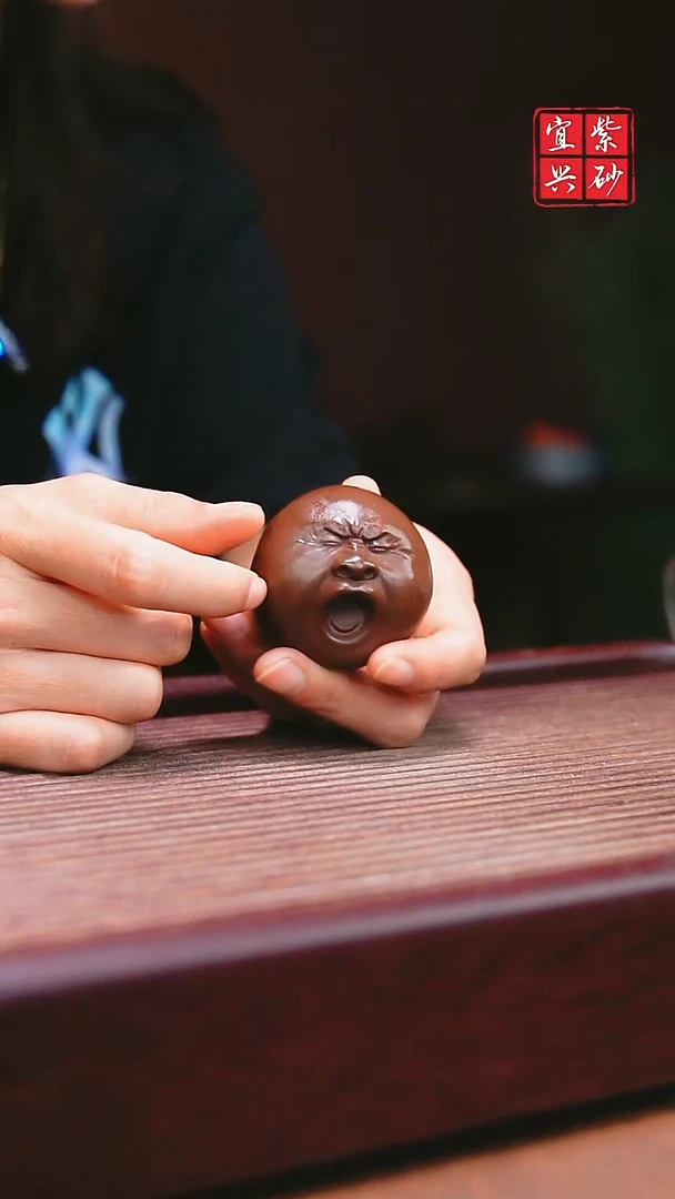 紫砂摆件 宜兴原矿紫砂   哈欠