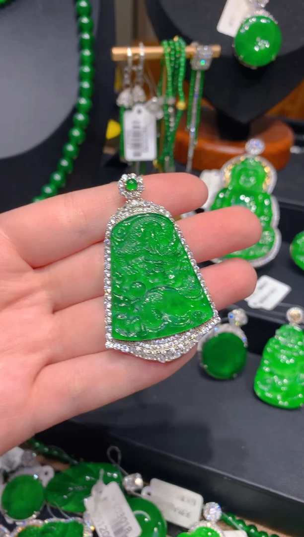 翡翠银S925镶嵌颈饰45一季