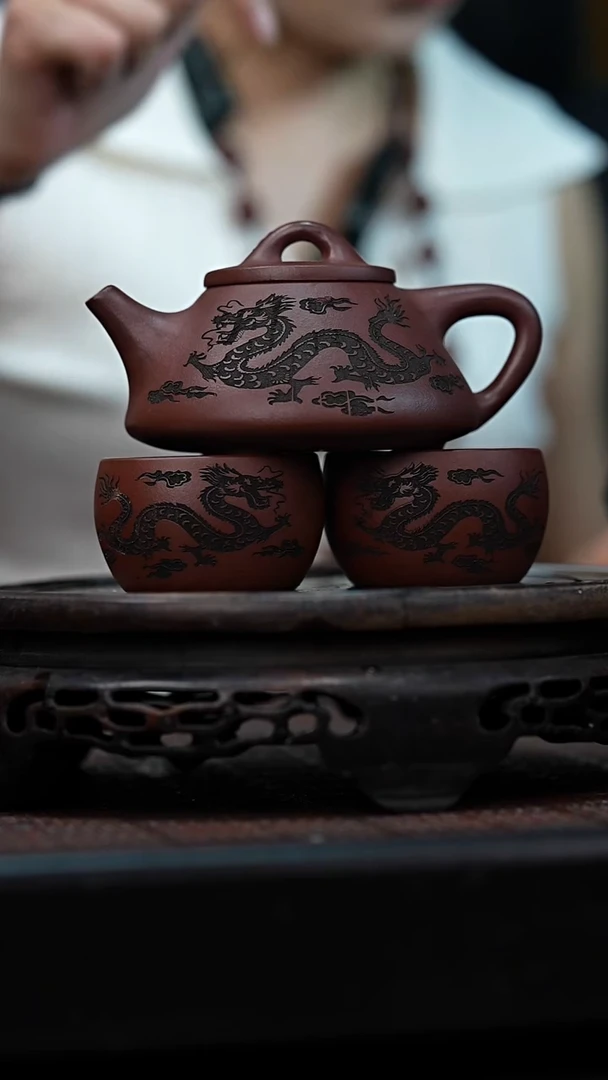 茶壶紫砂宜兴岁颐传砂原矿全手4+两个杯子