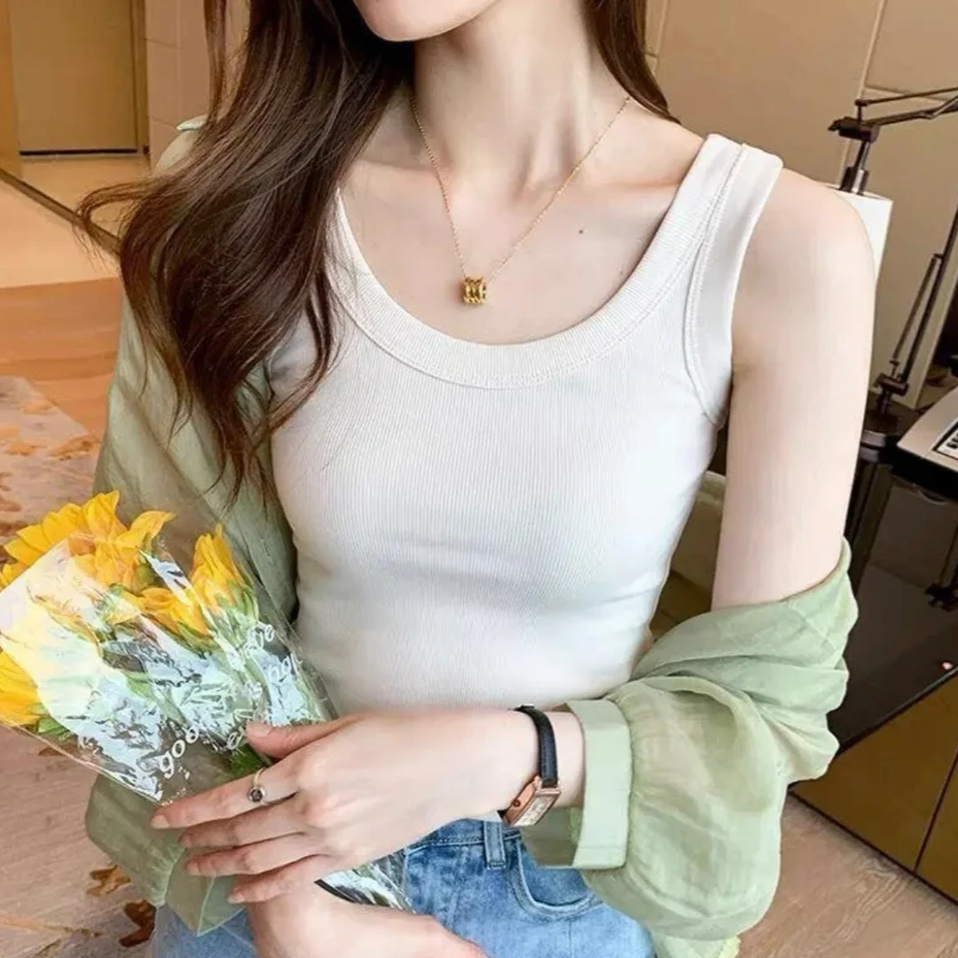 【限量福利】防走光吊带背心女螺纹无袖打底百搭内搭外穿显瘦宽边