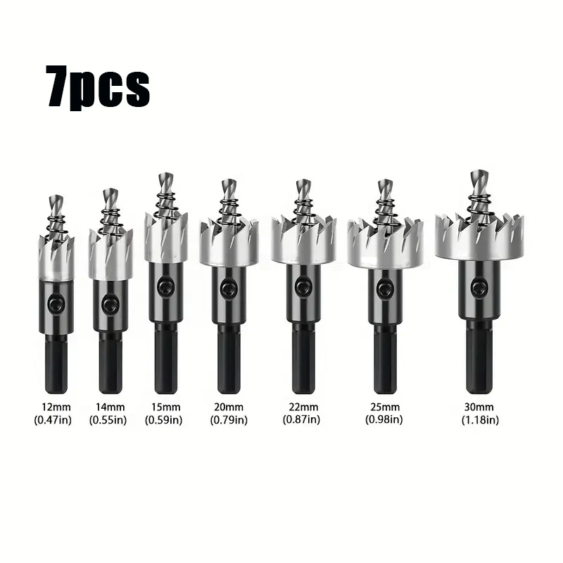 7pcs高速钢开孔器12-30mm