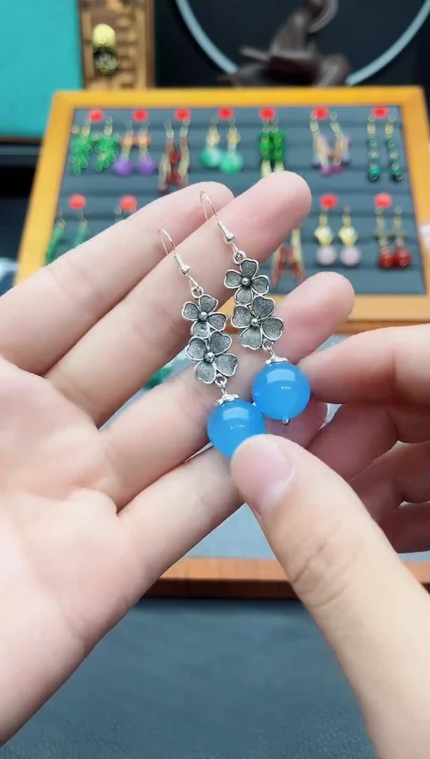 【闪购商品】玛瑙/玉髓耳钉银S925镶嵌712000