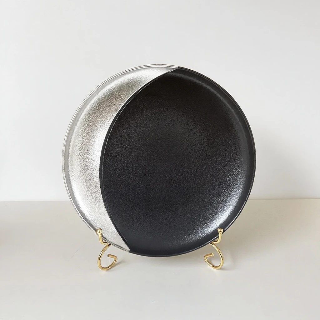 RAKMETALFUSIONRound陶瓷黑色奢华西餐盘圆盘盘子月牙主餐盘家用