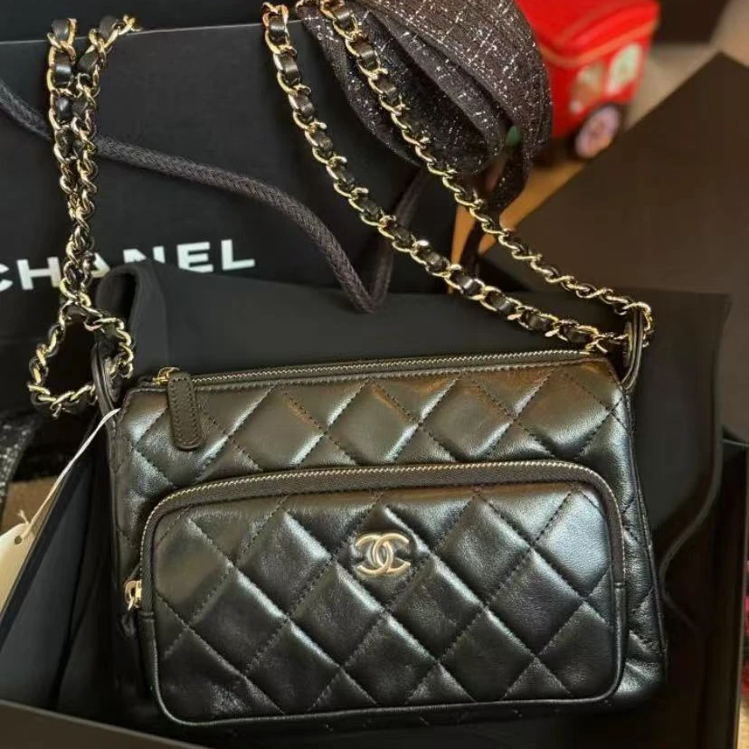 99新 Chanel/香奈儿 青奢荟/25C黑色相机包小号/64680