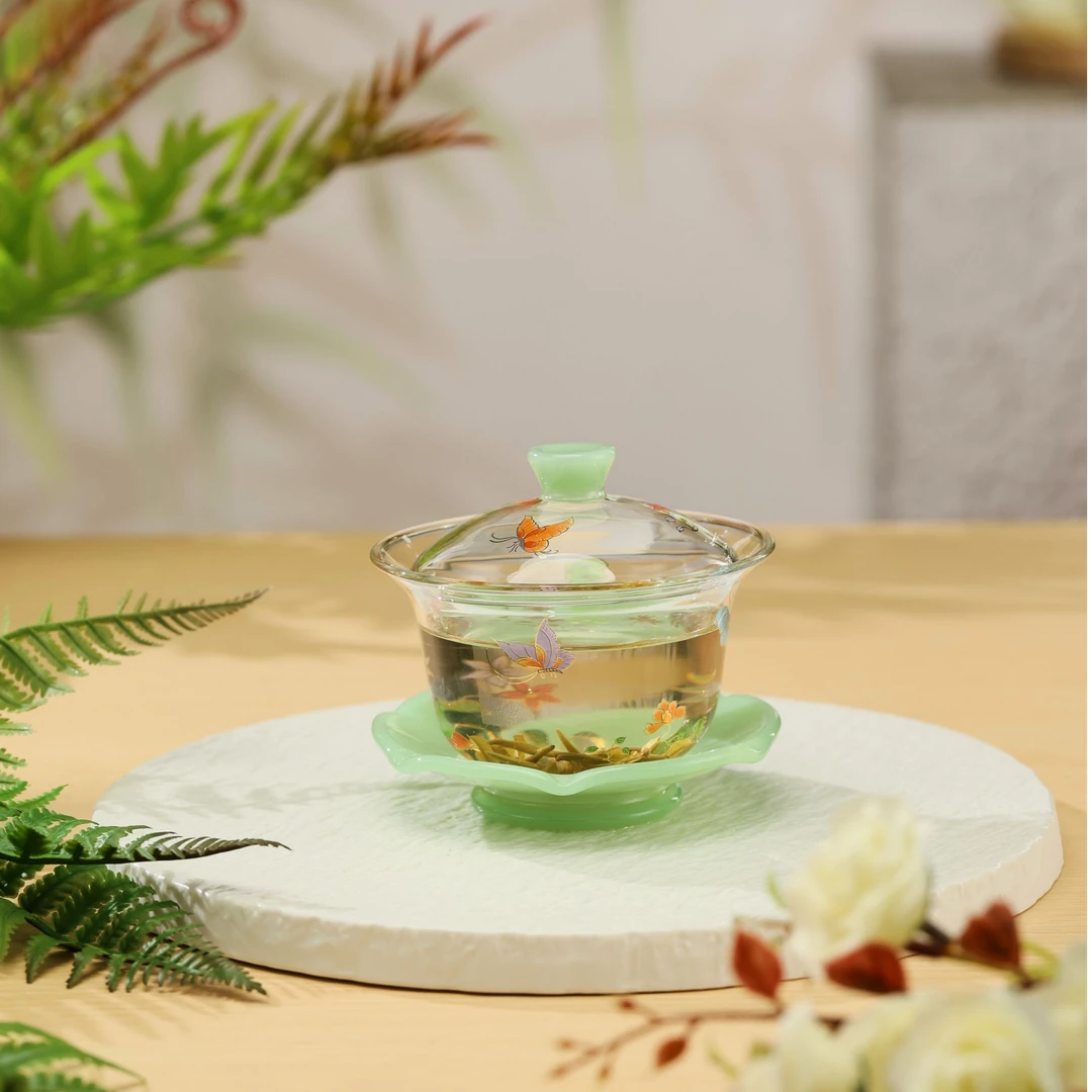 禾器新品蝶恋花·禅语盖碗创意三才盖碗 盖下容量150ml