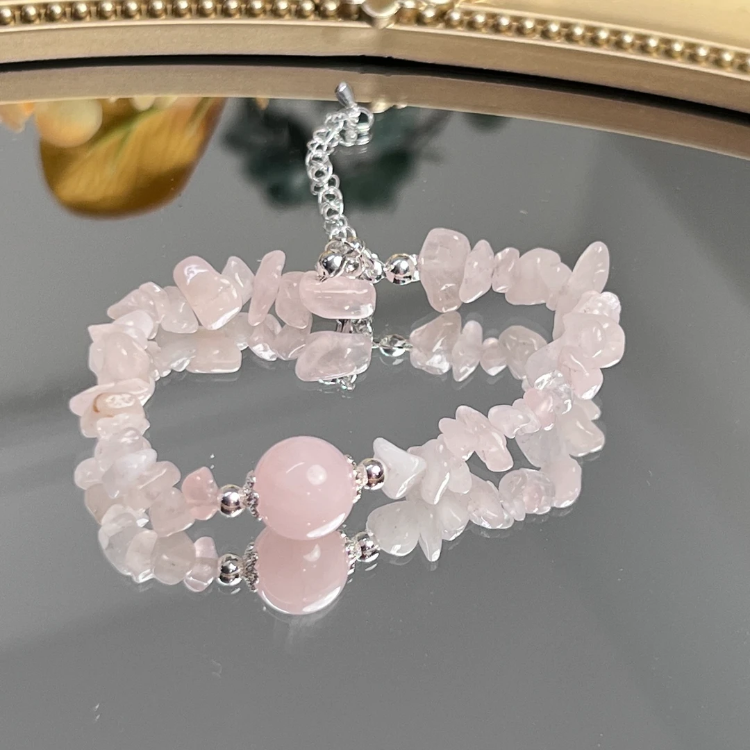 天然粉紫水晶手链