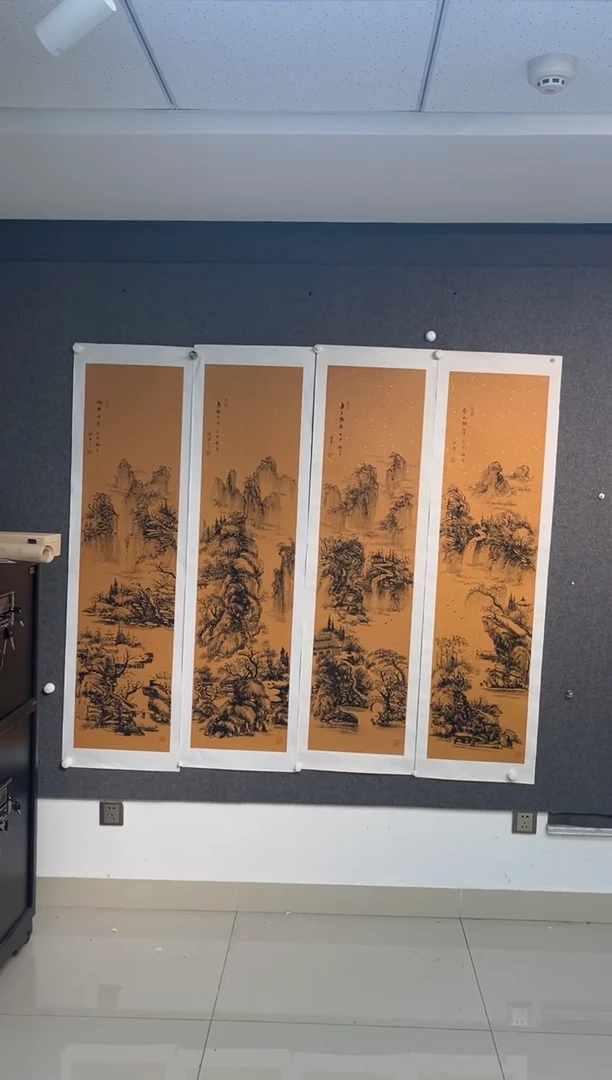 国画黄德中老师四尺对开四条屏