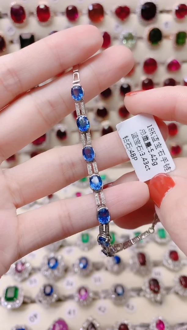 手链蓝宝石18K金镶嵌1