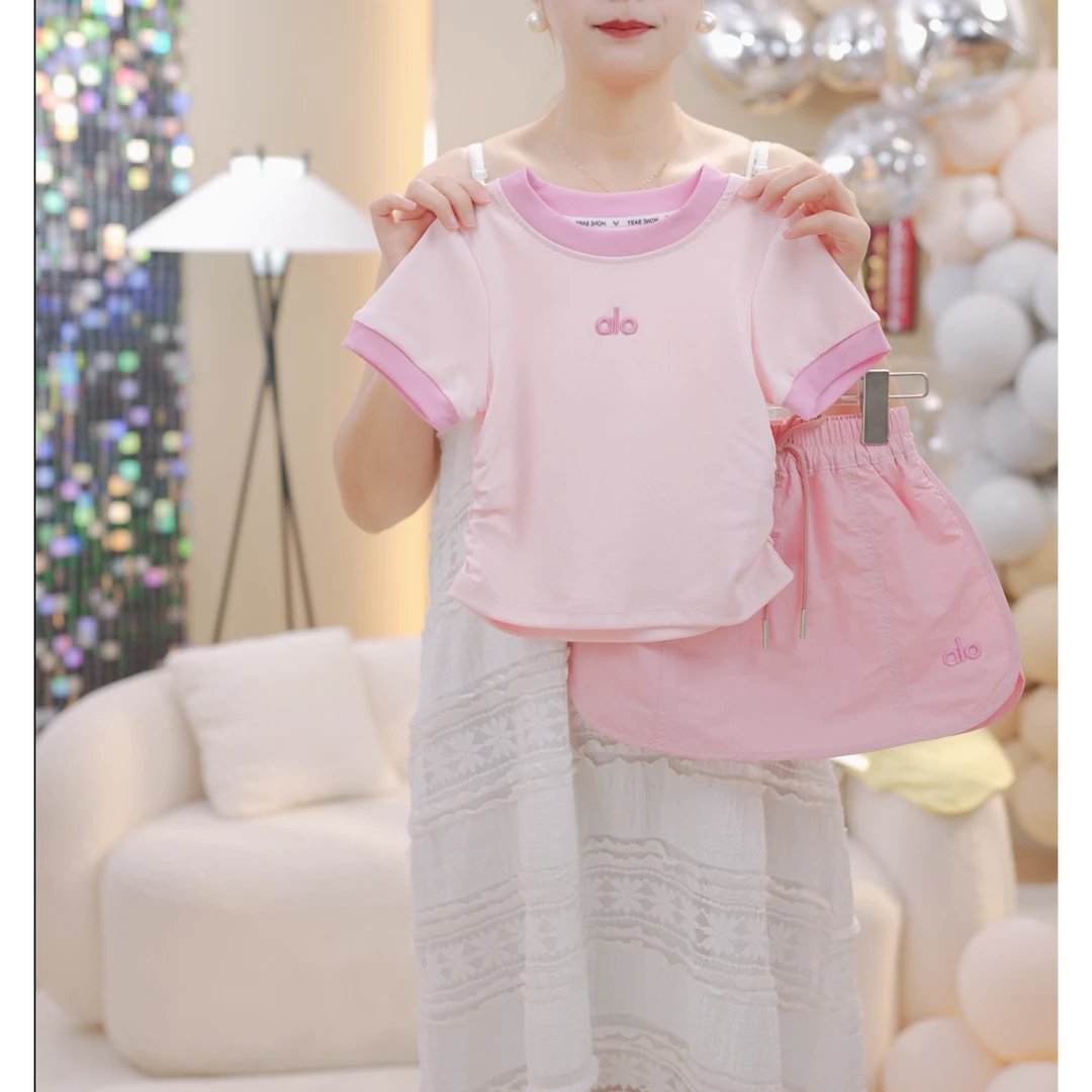 【夏季新款】儿童大童短袖套装童装欧若风女童休闲时尚韩版马卡龙色