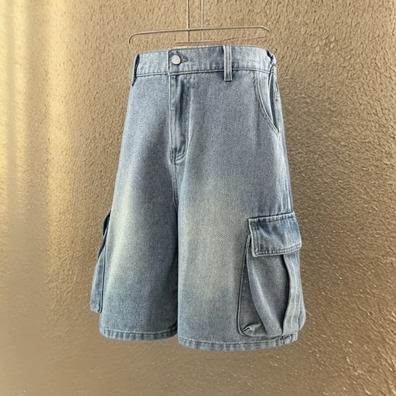 短裤男款夏季新款时尚潮牌复古牛仔五分裤美式高街休闲裤牛仔短裤