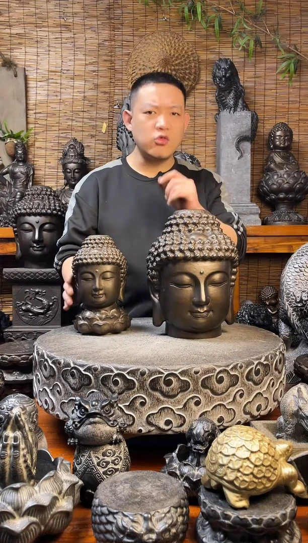 石材30佛头天然青石雕刻