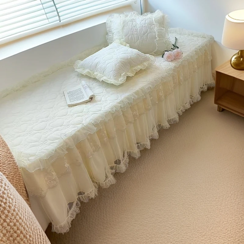 蕾丝飘窗垫套罩夹棉防滑窗台垫子公主风阳台垫榻榻米通用家用铺垫