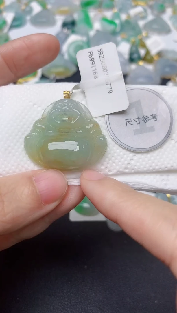 颈饰18K金镶嵌翡翠天然缅甸A货翡翠