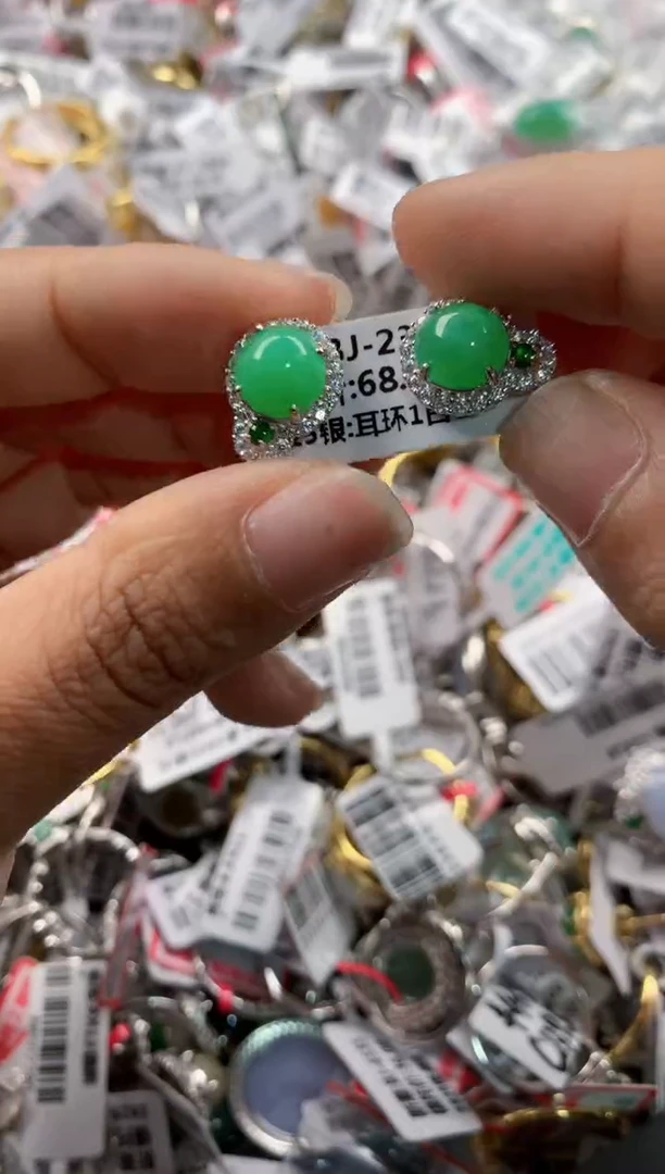 银S925镶嵌戒指翡翠999   10
