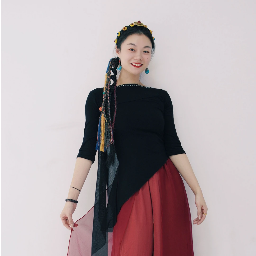 【李冠老师专属】古典舞服中袖烫钻修身显廋现代舞蹈练功服女上衣