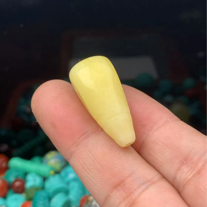 【303】13mm三通高瓷绿配珠散珠文玩配珠