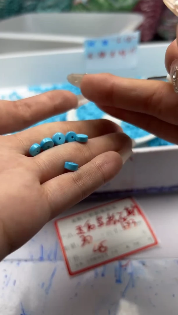 玛瑙/玉髓颈饰未镶嵌w2041高瓷蓝松药片6*3mm30颗