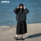 STM双门襟立领结构棉服黑色