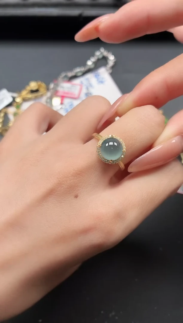 银S925镶嵌戒指翡翠1