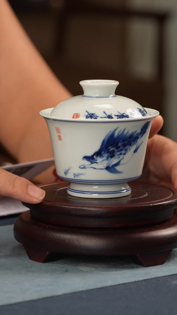 杯子【德闲雅居】青花 鳜鱼 “年年有余 富贵平安”