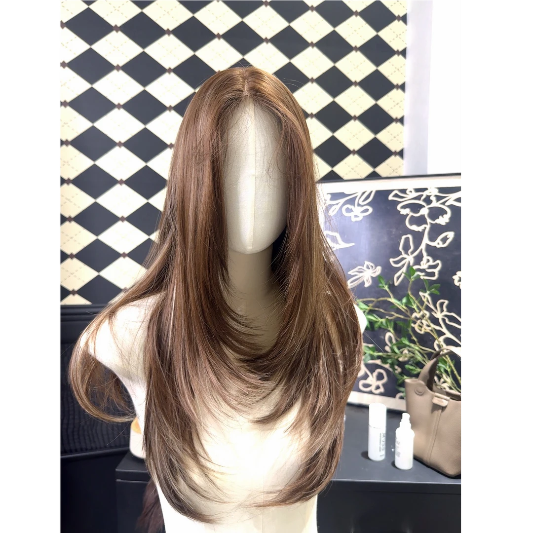 【美高莉拉】递针软头皮美式挑染亚裔风仿真发丝全头套假发套