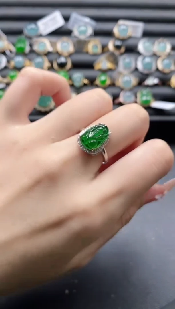 【闪购商品】翡翠戒指银S925镶嵌1111