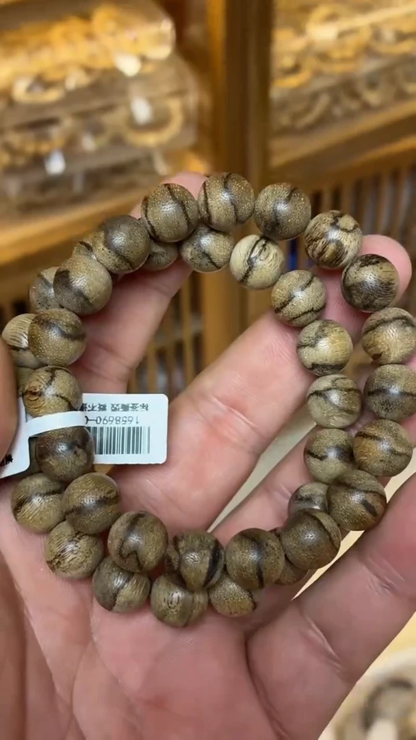 沉香手串 达拉干圆珠单圈虎皮纹1.1+多样性发其一