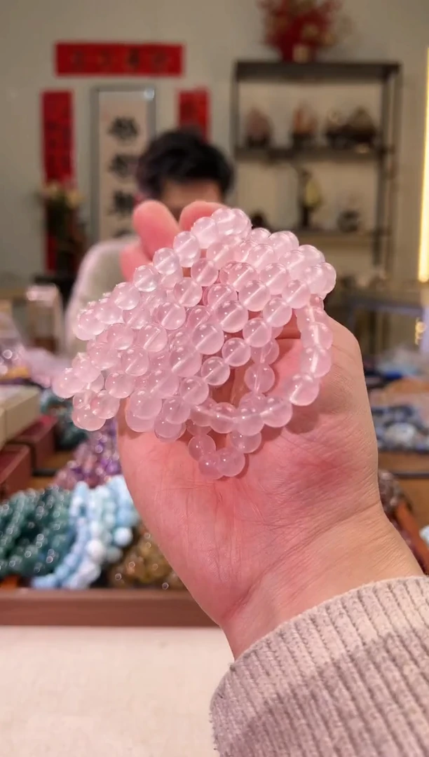 【闪购商品】芙蓉石手串未镶嵌9+mm粉水手串（多样性发其一）