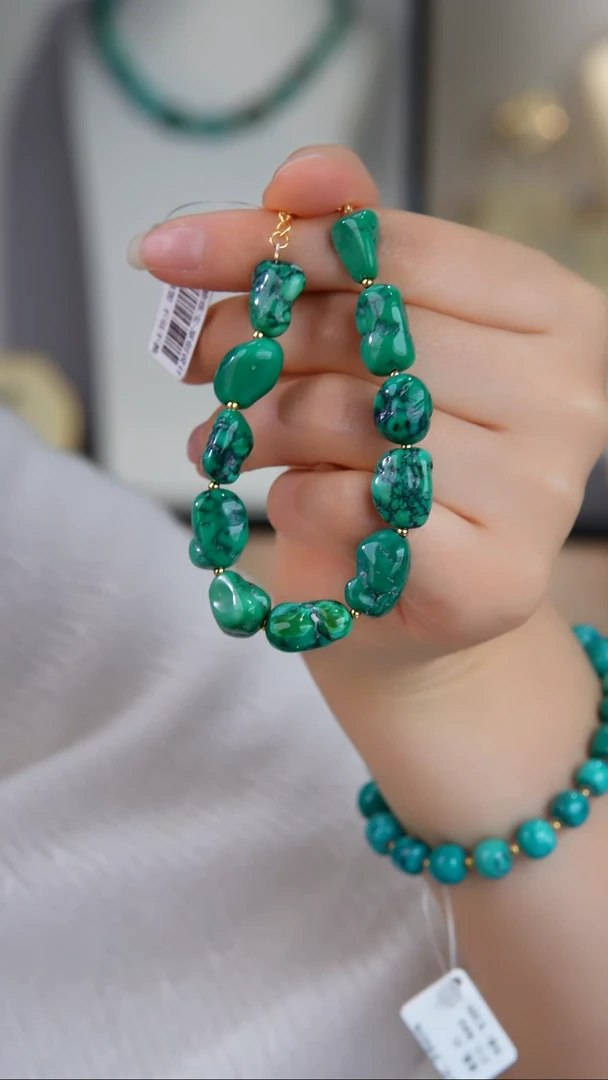 银S925镀金镶嵌绿松石手链1