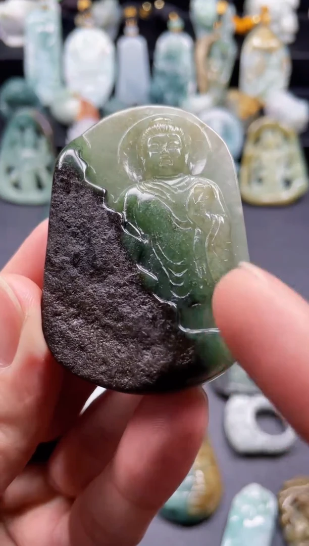 颈饰未镶嵌翡翠8  天然翡翠a货  阿弥陀佛