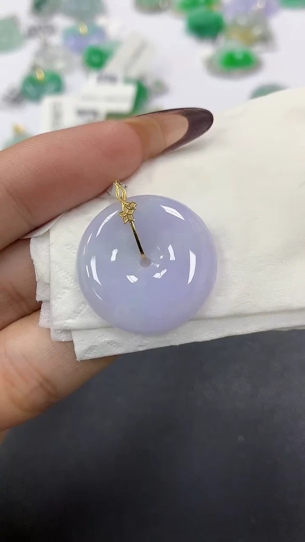 颈饰18K金镶嵌翡翠a货假一赔三支持复检百元上9元证书费自理