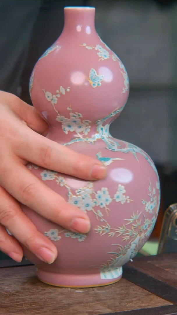 瓷央博文化交流瓷器葫芦瓶紫罗兰釉