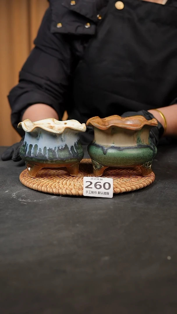 【闪购商品】瓷片260泥泥手工花盆口7高8