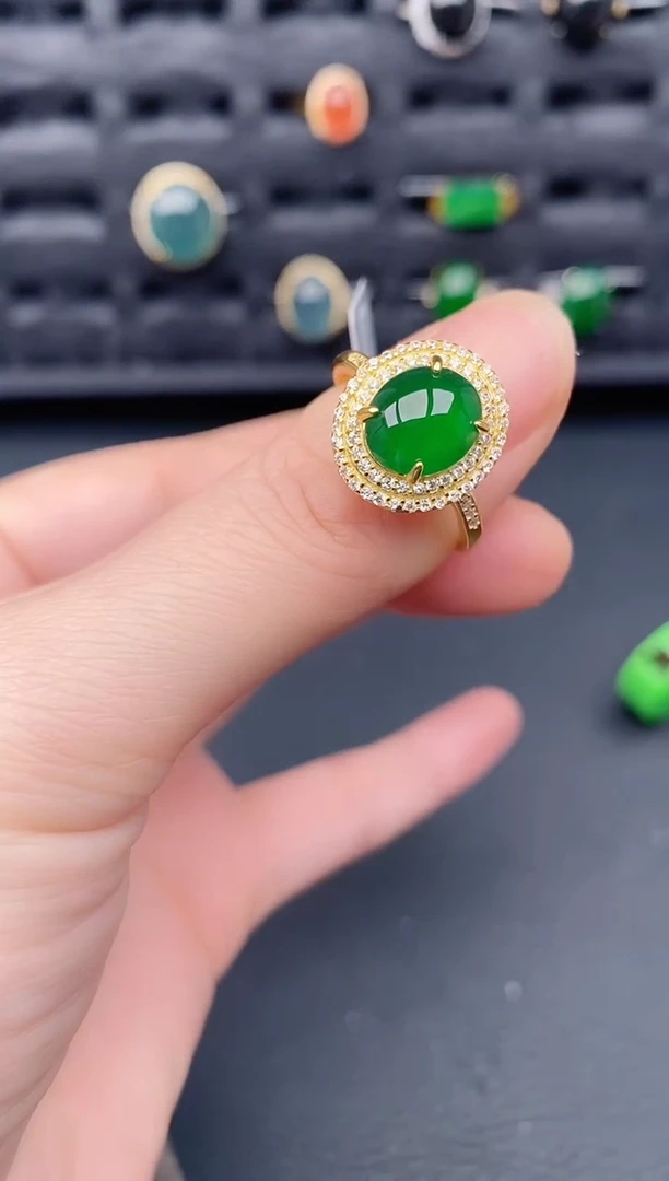 银S925镶嵌戒指翡翠天然a货翡翠201