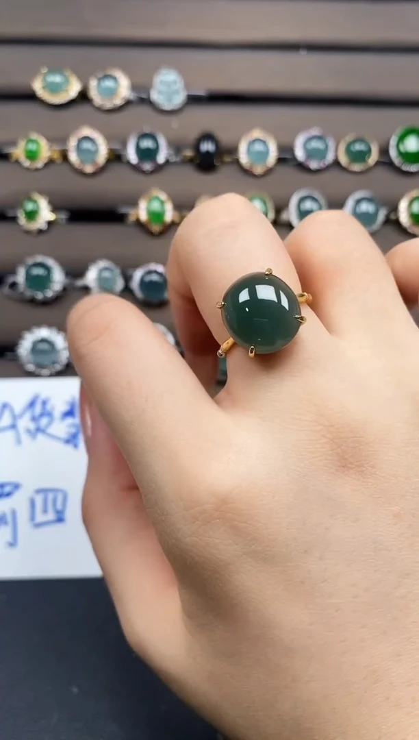 翡翠戒指银S925镶嵌1452