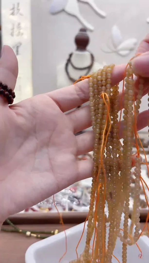 未镶嵌手链和田玉（糖玉）W162糖料4mm发1条