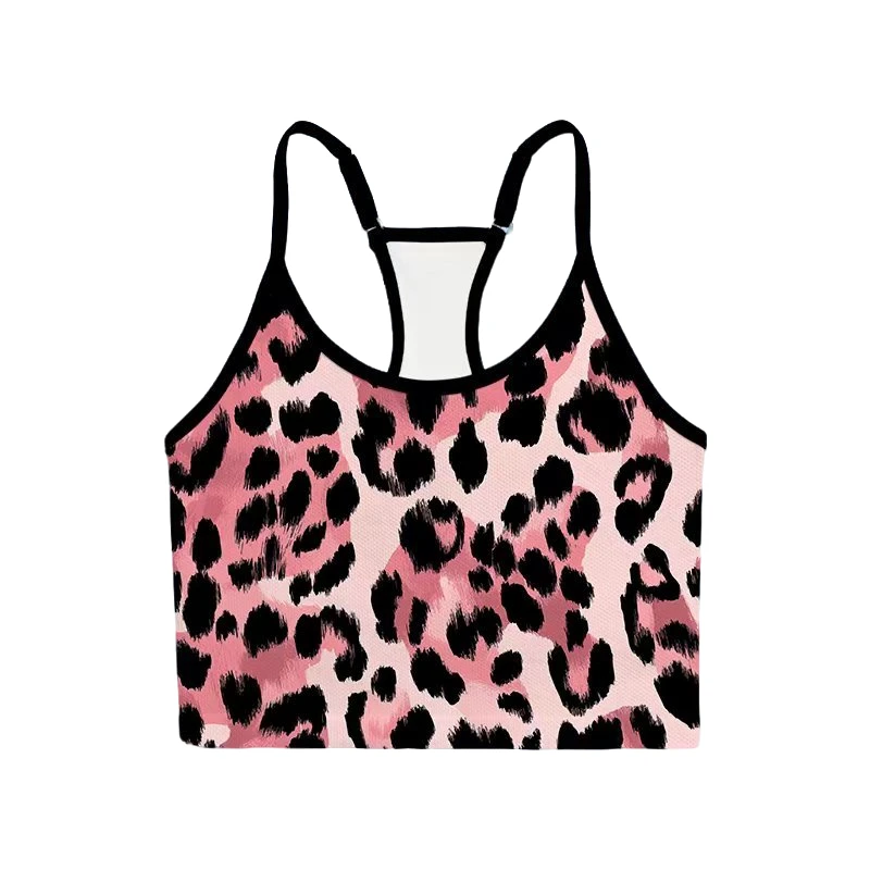 WXH10703【豹纹】无缝一体杯免拆豹纹吊带背心柔软透气舒适显瘦