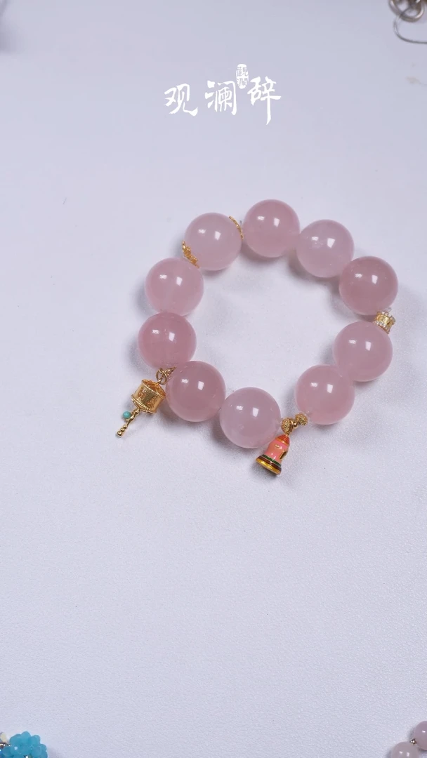 【闪购商品】芙蓉石手链银S925镶嵌马达加斯加粉晶手链