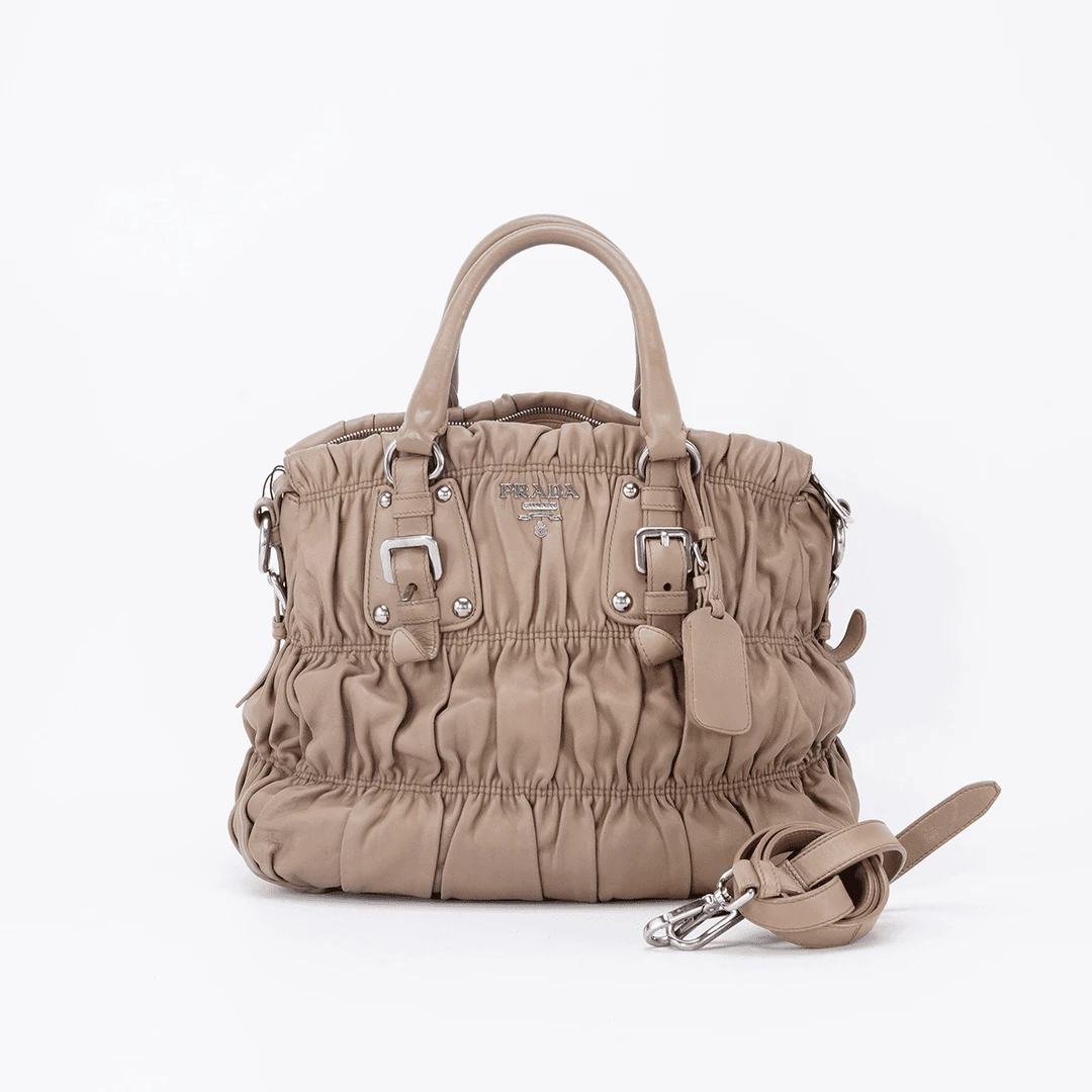 95新 Prada/普拉达 【诗诗】手提斜挎包褶皱款/BG23001789/一口价