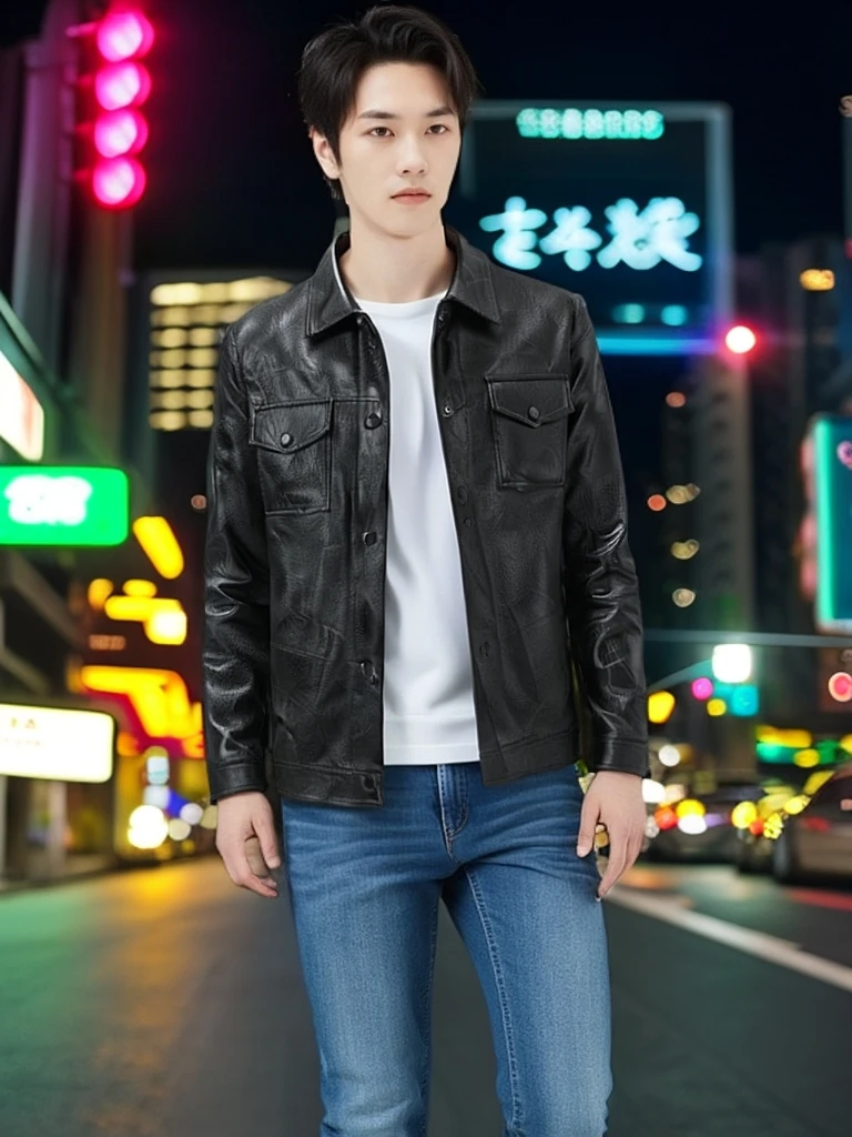 工厂直发男士时尚春秋休闲百搭无规则压花翻领机车服--881