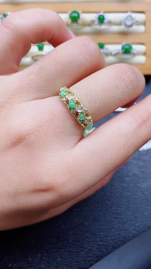 银S925镶嵌戒指翡翠1