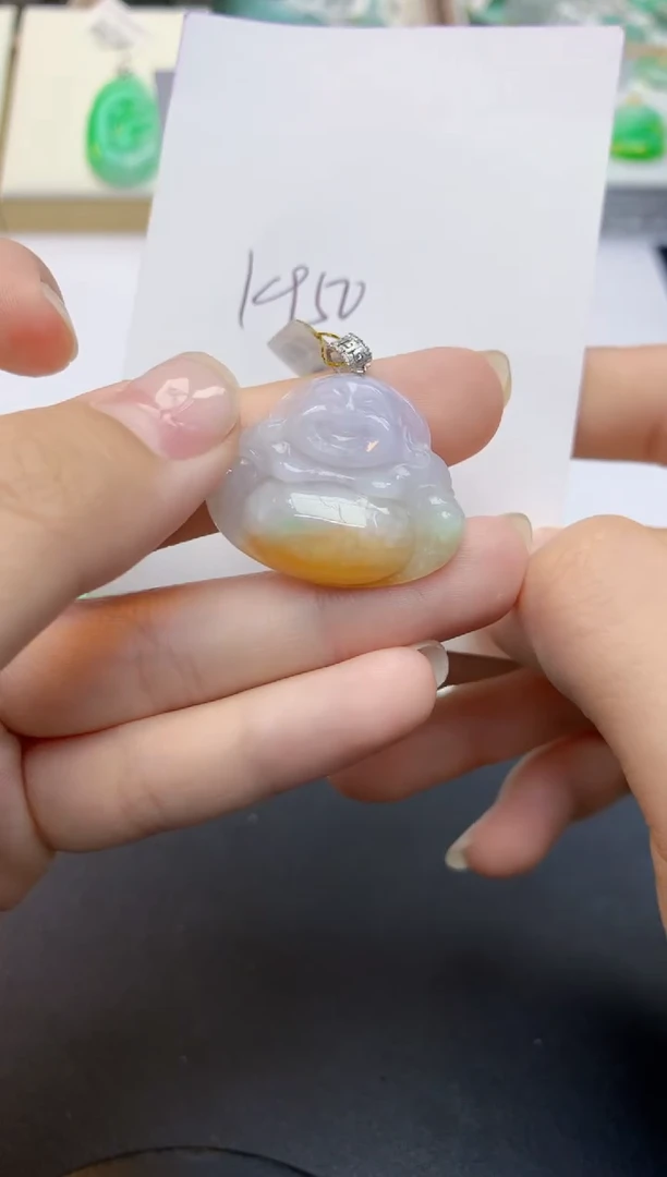 翡翠18K金镶嵌颈饰天然缅甸A货翡翠