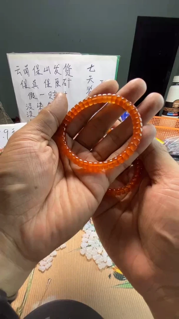 未镶嵌手串南红玛瑙原矿无优化 药片直切单圈手串