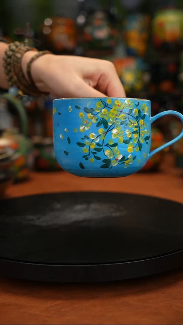 紫砂油画釉下彩手绘