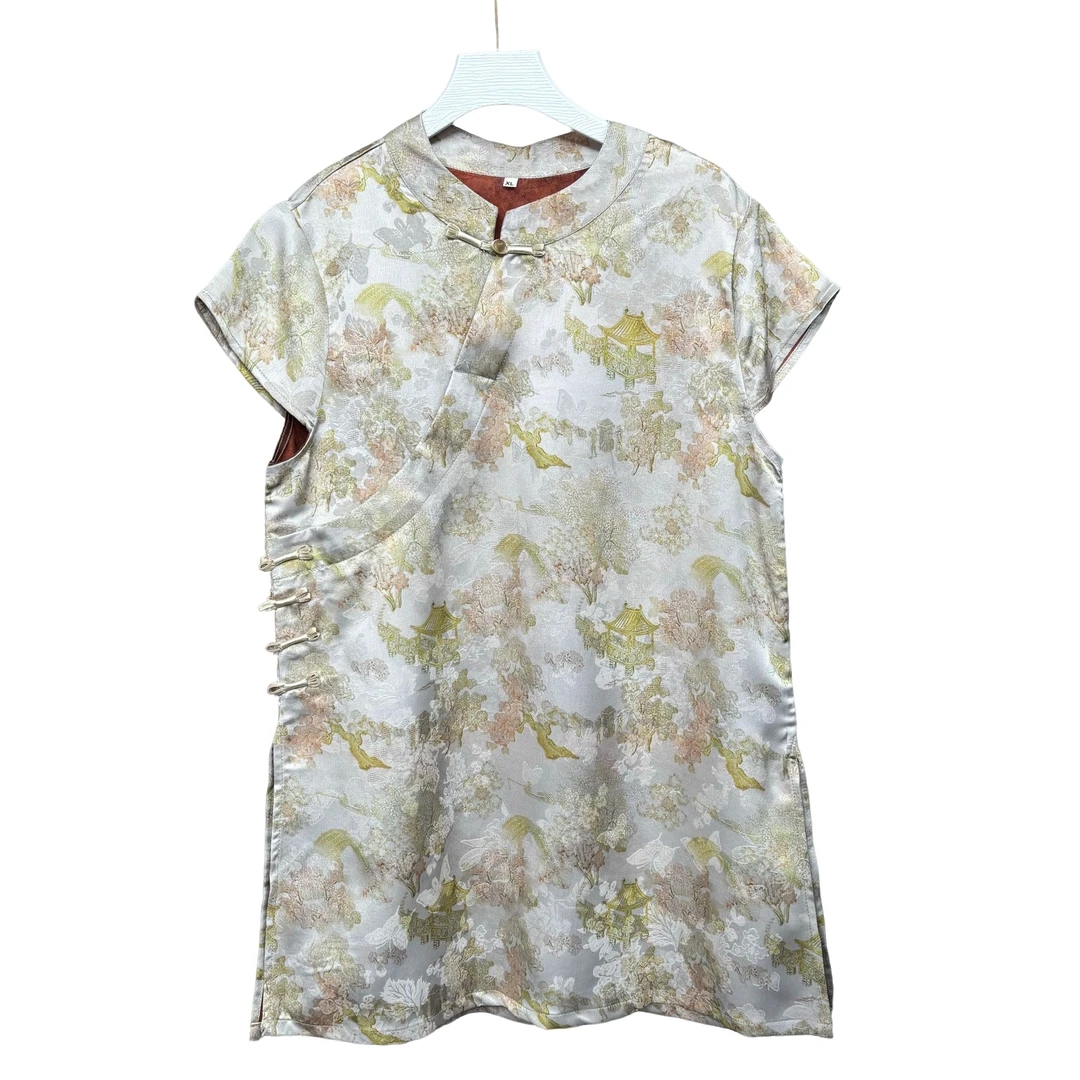 长款【南枝】夏季新款上衣小衫新中式女装国风提花气质短袖衬衫