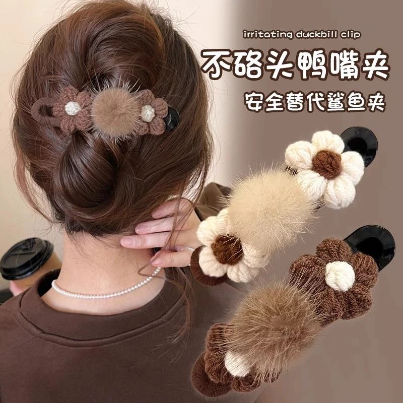 秋冬爆款发饰后脑勺盘发鸭嘴夹鲨鱼夹安全替代品抓发一字夹大发夹